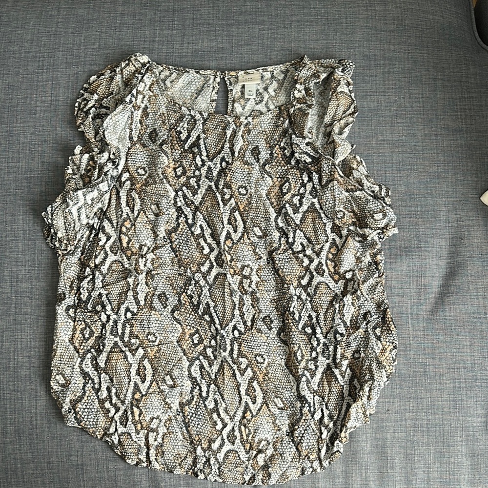 A New Day Snake Print Ruffle Sleeve Blouse